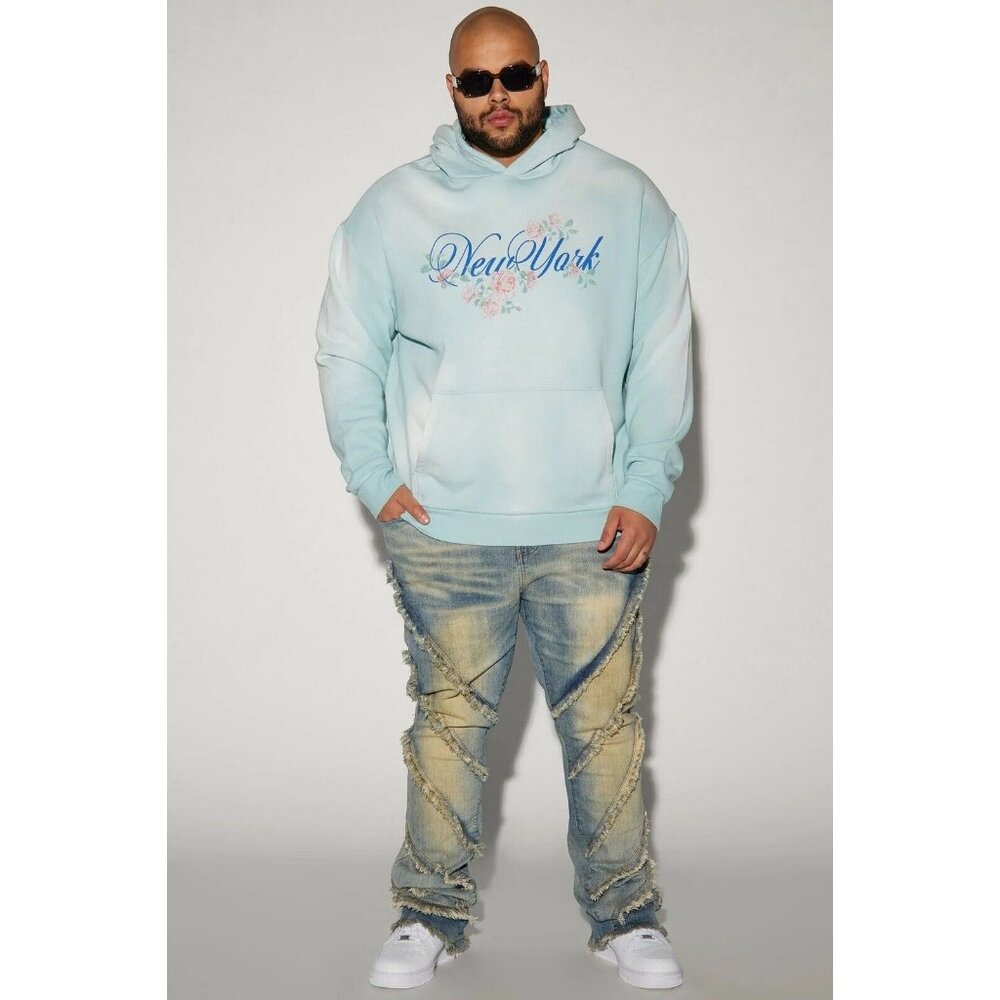 New York Flower District Hoodie Sweater Blue Men's - Picture 5 of 8